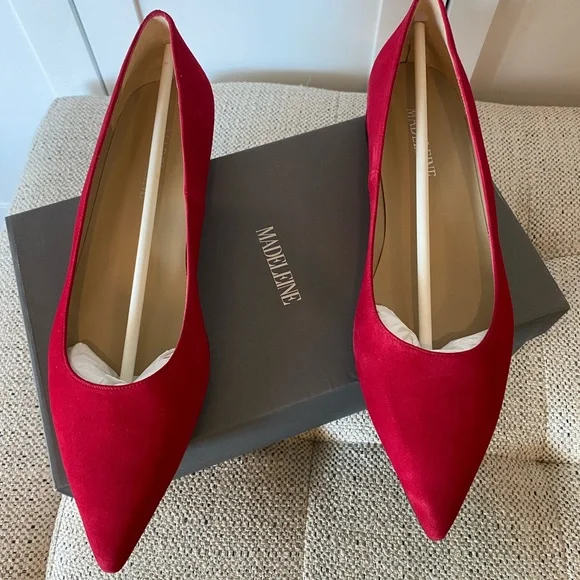 NWB Madeleine Red Suede Heels Size 9 1/2 - Picture 2 of 10